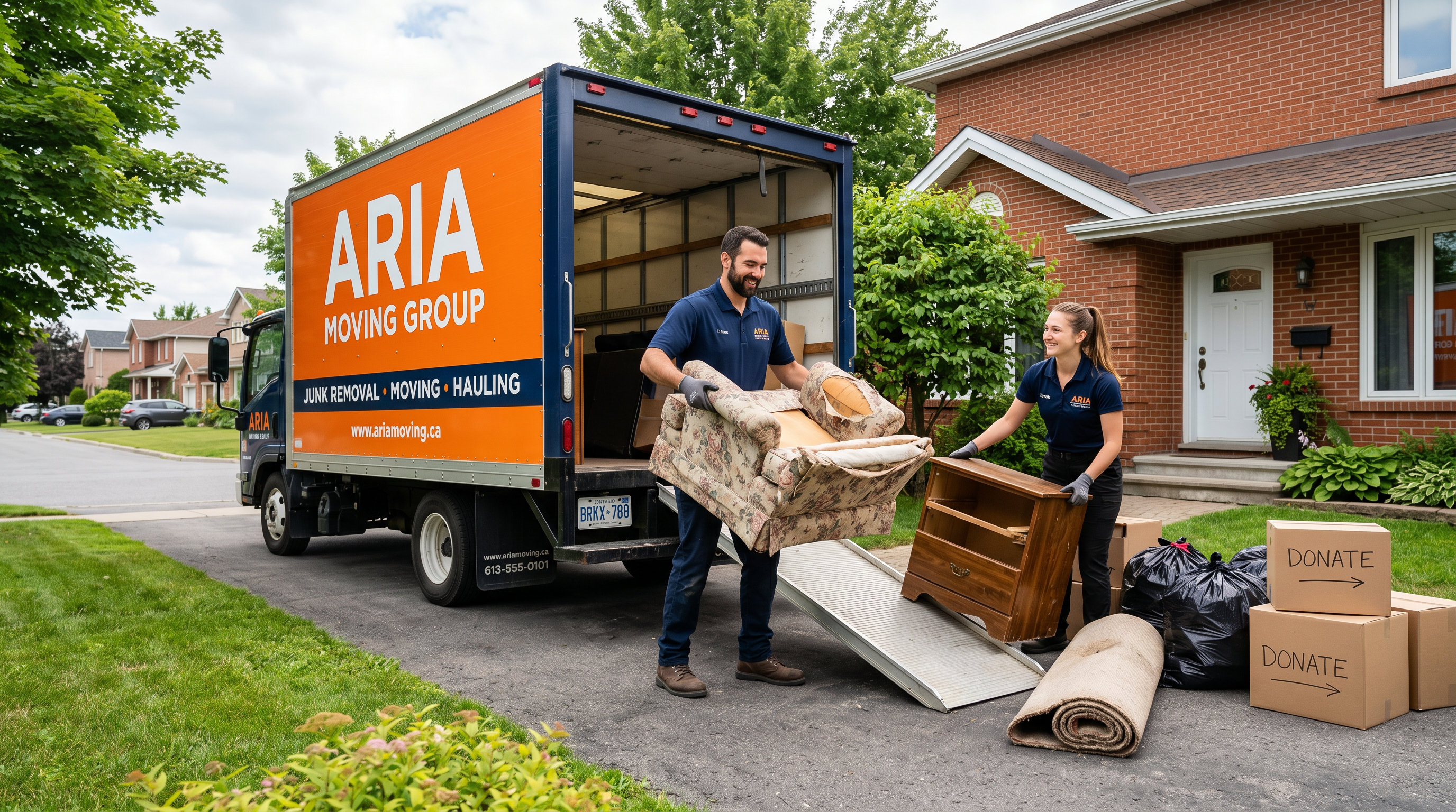 Aria Moving Group employees removing junk from an Ottawa home